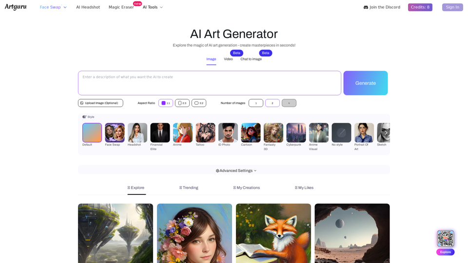 Artguru - Free Online AI Art Generator: Create AI Art from Text & Photo