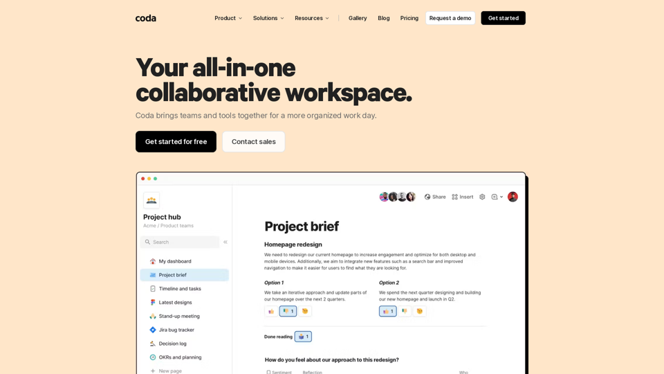 Coda: Your all-in-one collaborative workspace.