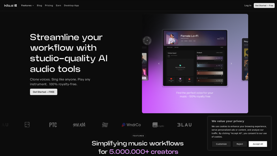 Kits AI - Studio-quality AI music tools