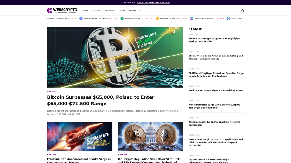 WebsCrypto: Crypto News, Markets, Opinions and Price Data