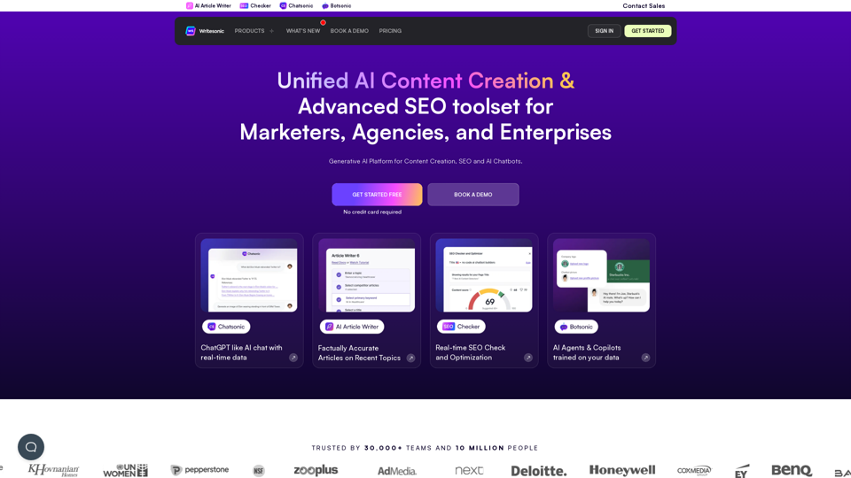 Writesonic - AI Writing Assistant, AI SEO Toolkit & AI Chatbots