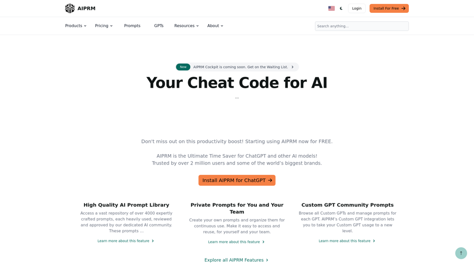 AIPRM: Your Cheat Code for AI like ChatGPT, Midjourney & DALL-E · AIPRM