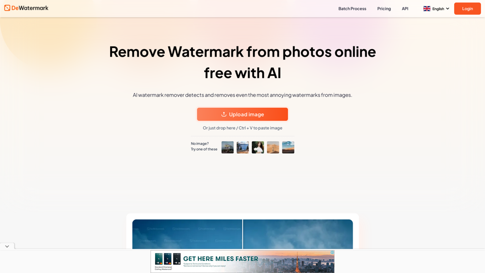 Remove watermark from images, AI watermark remover | Dewatermark