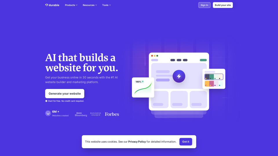 Durable AI Website Builder and Small Business Software