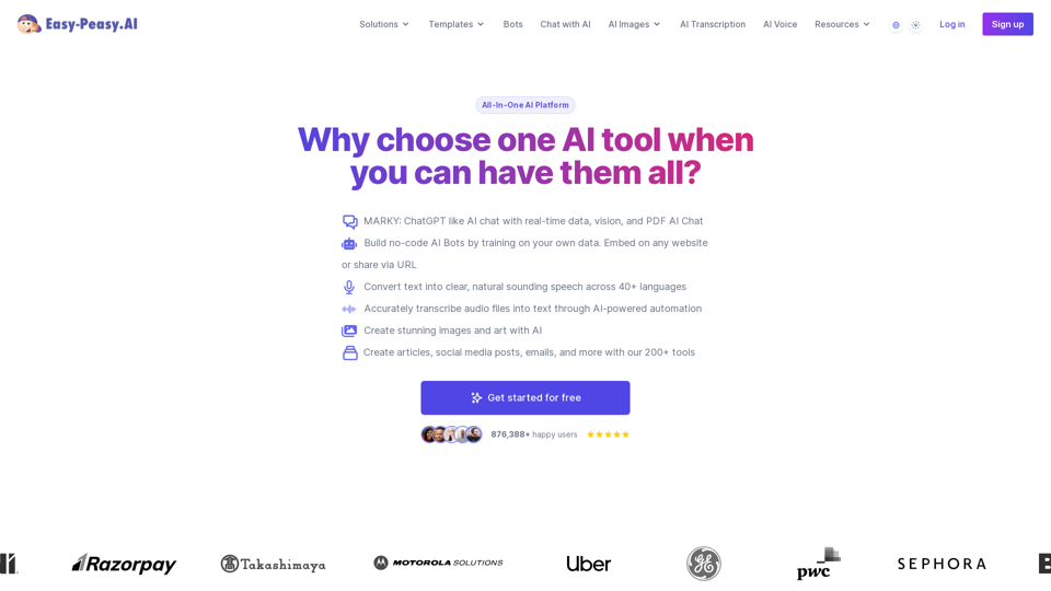 Best AI Writer, Content Generator & Copywriting Assistant | Easy-Peasy.AI