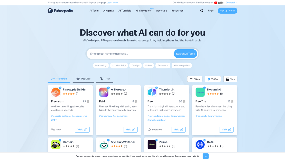 Futurepedia - Find The Best AI Tools & Software