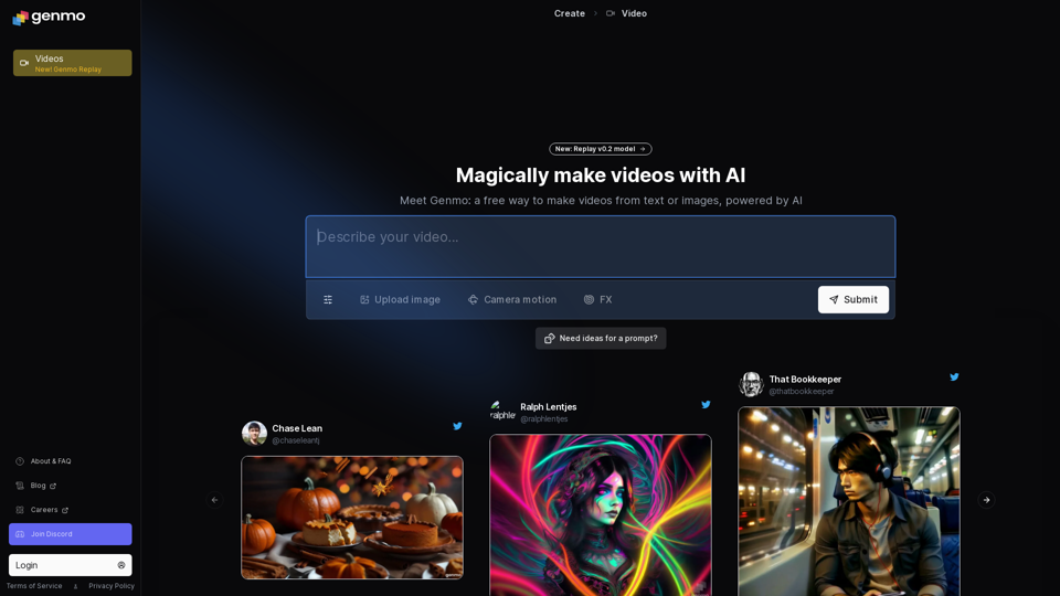 Genmo. Create videos and images with AI.