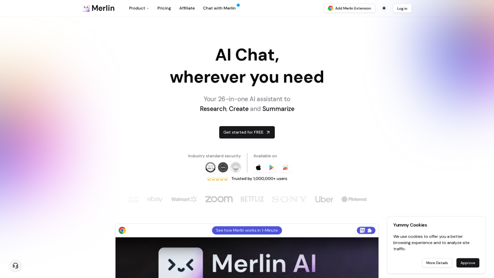 Merlin AI | Ask AI to Research, Write, Summarize in 1-click