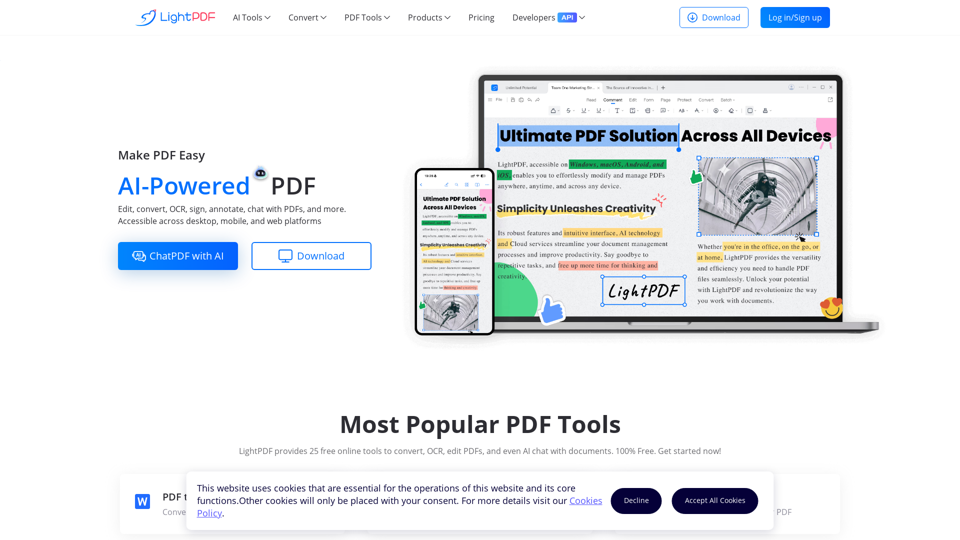 AI-Powered Free Online PDF Editor, Converter & Reader - LightPDF