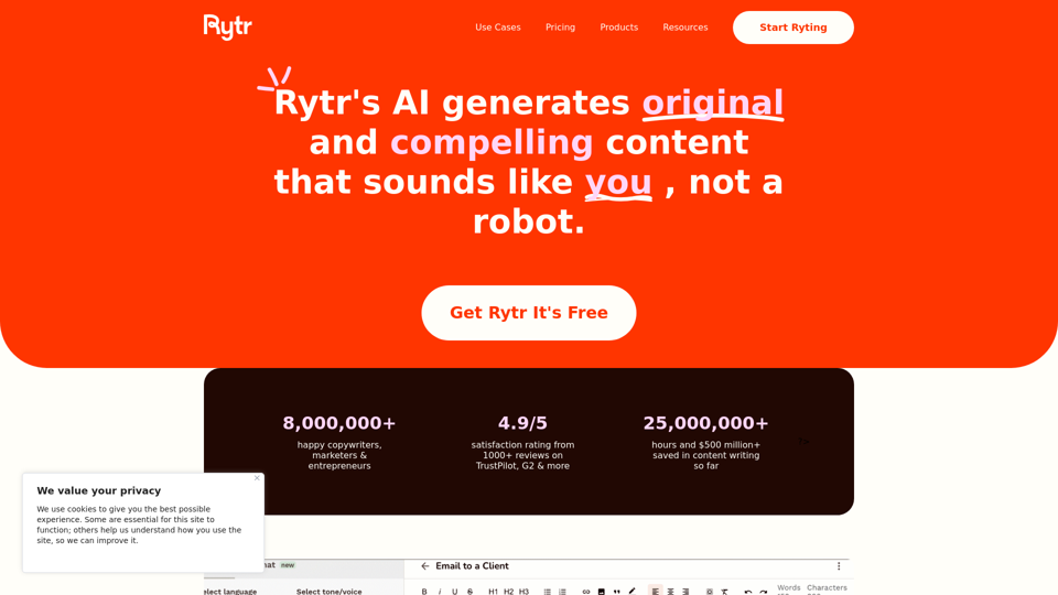 Free AI Writer, Content Generator & Writing Assistant | Rytr