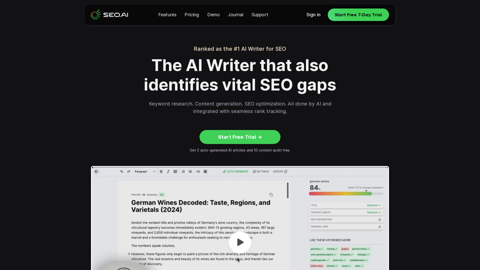 SEO.AI | AI Writer that also identifies the SEO gaps