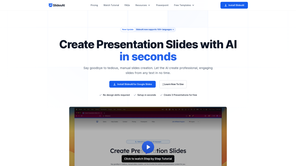 Create Presentation Slides With AI in seconds with SlidesAI