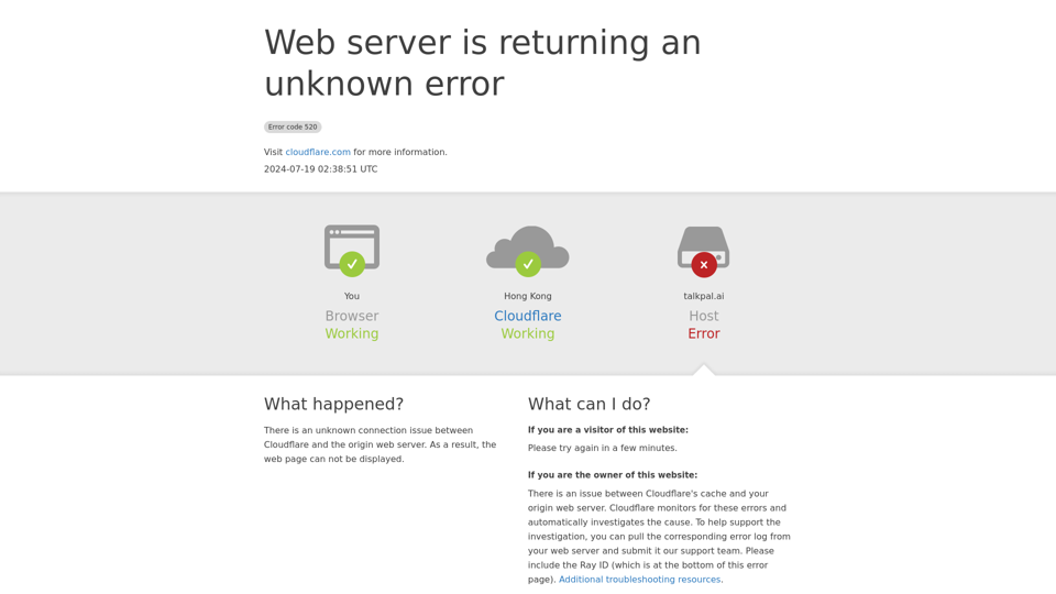 talkpal.ai | 520: Web server is returning an unknown error