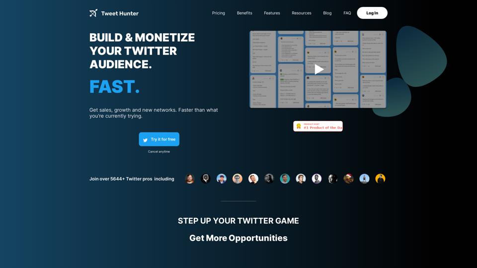 Tweet Hunter | Get More Twitter Followers | Tweets, Threads, Scheduler, Analytics