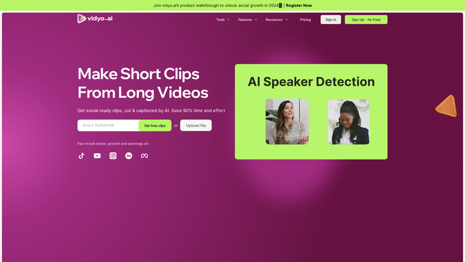 vidyo.ai: Get Viral Clips with Our Video AI Repurposing Platform