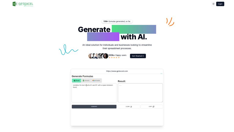 GPT Excel - AI Powered Excel formula Generator