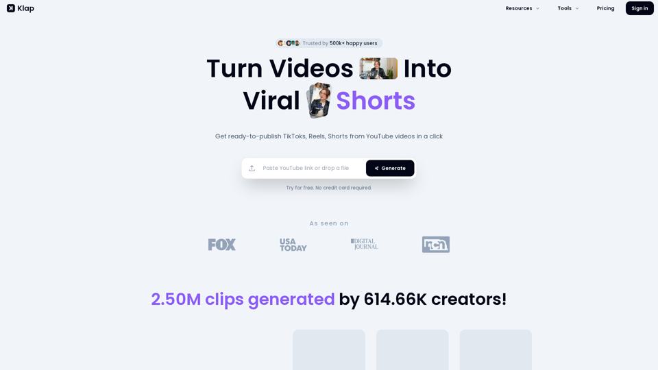 Klap | Turn videos into viral shorts