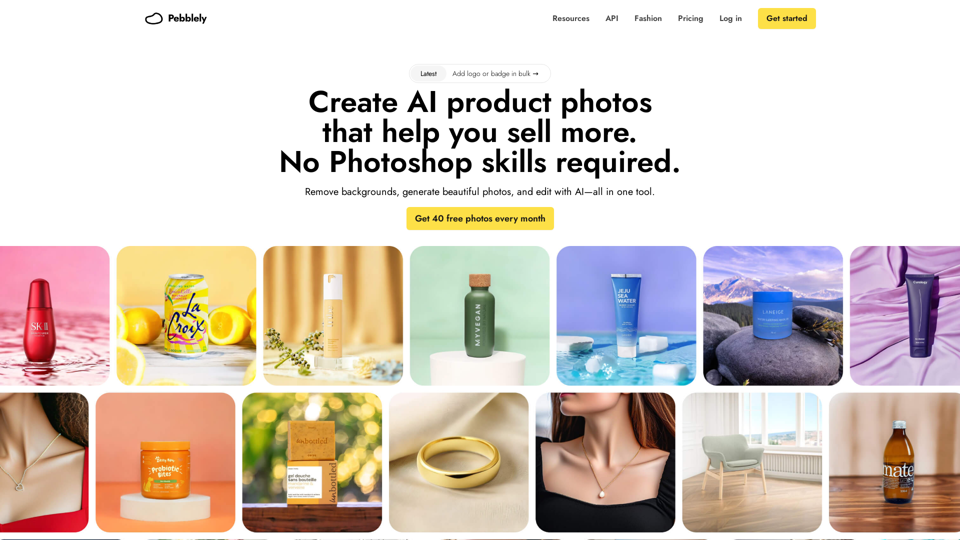 Pebblely AI Product Photography | Create beautiful product photos in seconds with AI