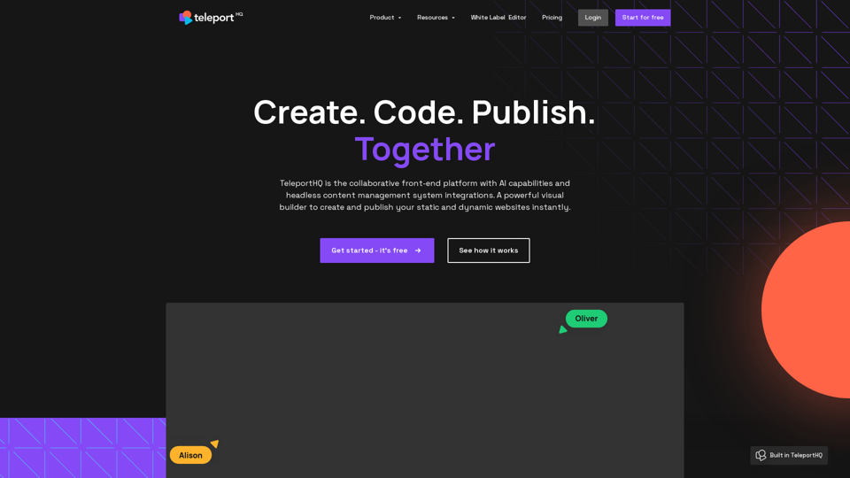 Low-code Front-end Design & Development Platform | TeleportHQ