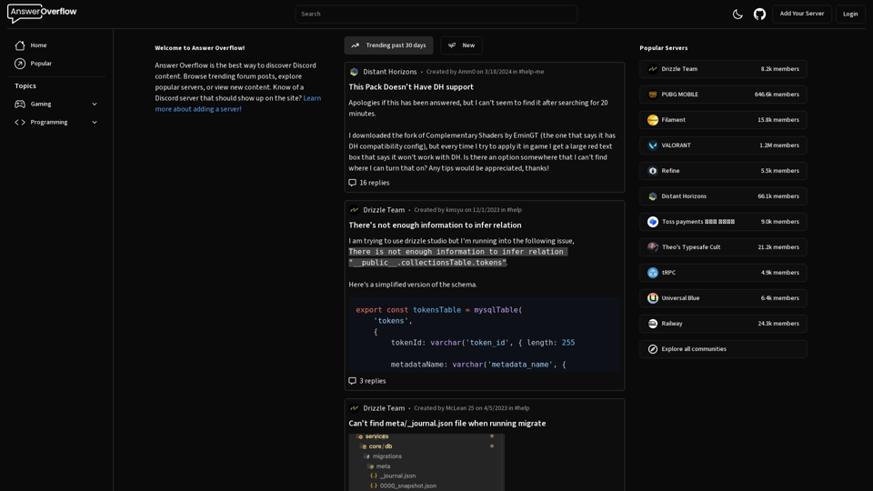 Answer Overflow - Discord Content Discovery