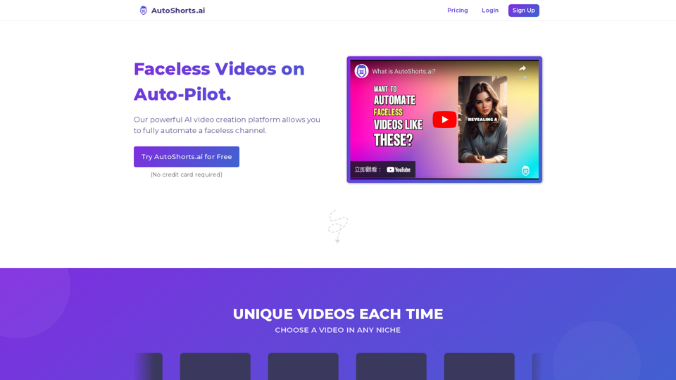 AutoShorts.ai | AI Generator for Faceless Videos on TikTok and YouTube