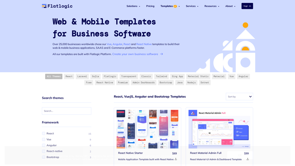 Web & Mobile Templates for Business Software