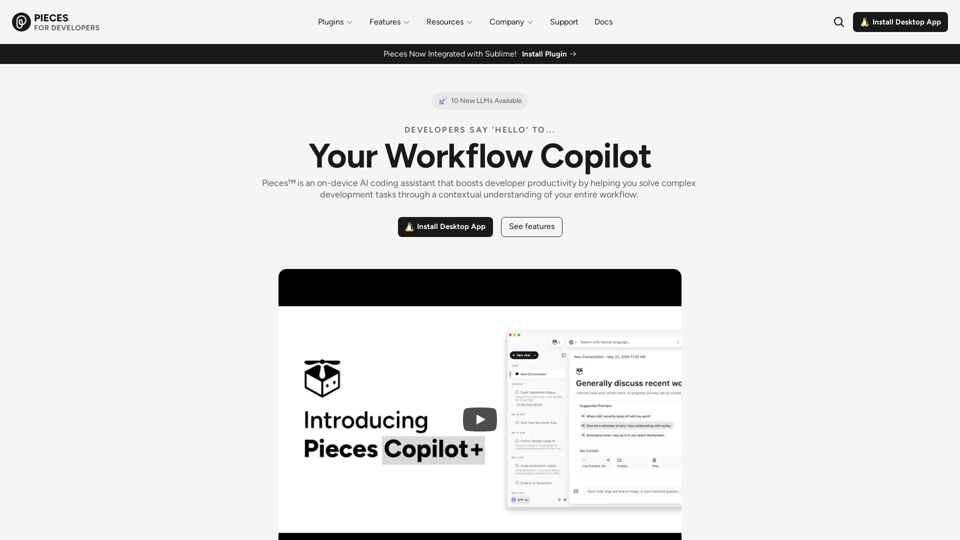 Pieces for Developers - Your Workflow Copilot