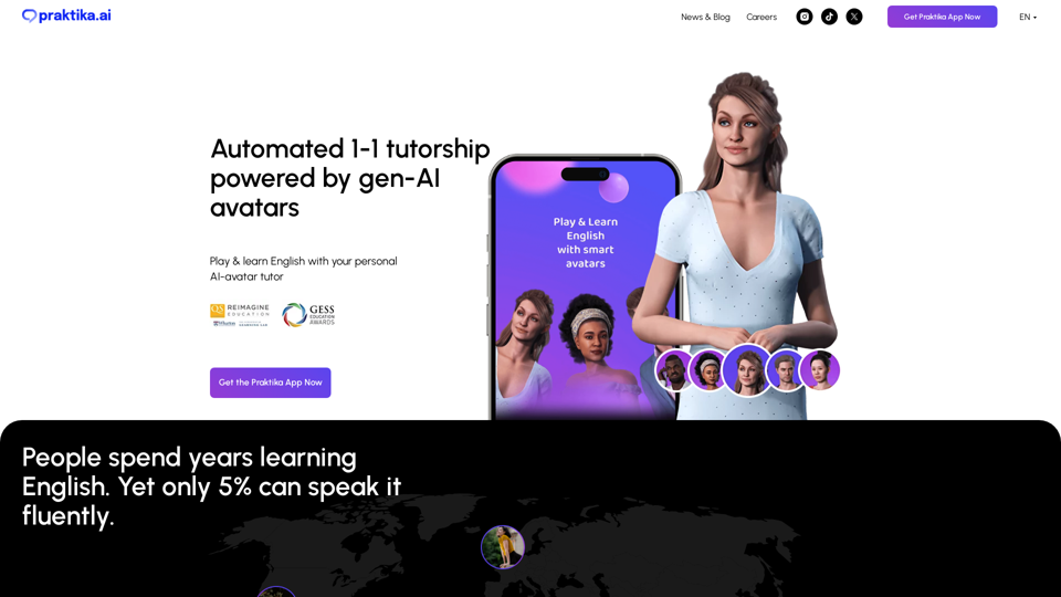 Praktika — AI Language learning app with generative AI Avatar Tutors