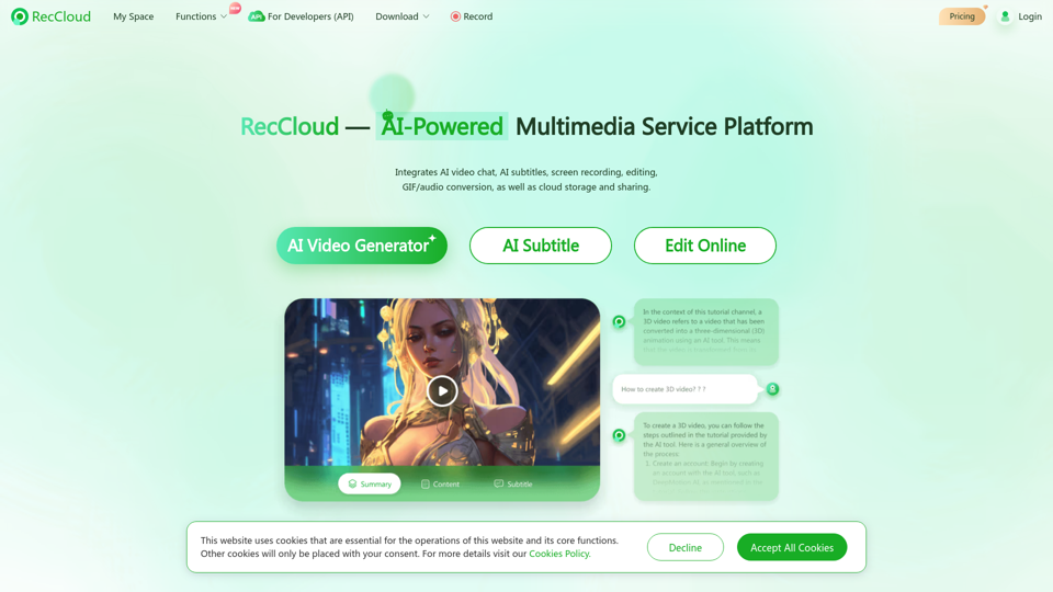 RecCloud - AI-Powered Multimedia Service Platform RecCloud - AI-Powered Multimedia Service Platform