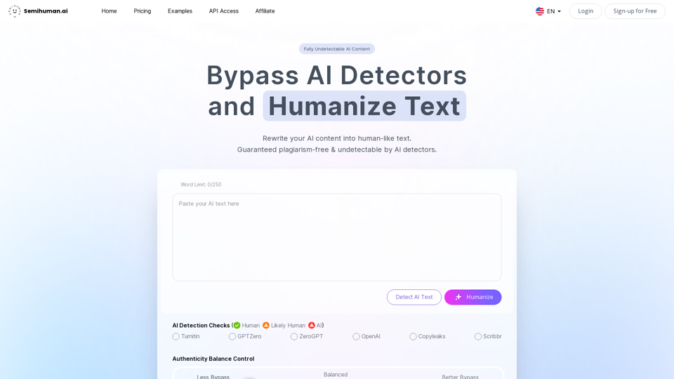 AI Text Detector, Checker & Humanizer | Semihuman AI