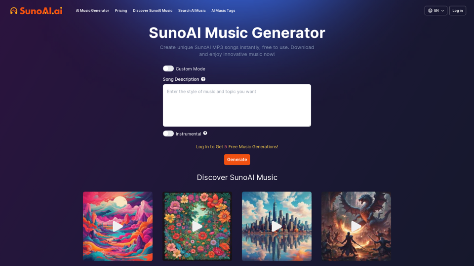 SunoAI.ai: Free SunoAI Music Generator by SunoAI