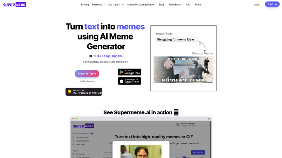 Turn text into AI memes | AI Meme Generator | Supermeme.ai