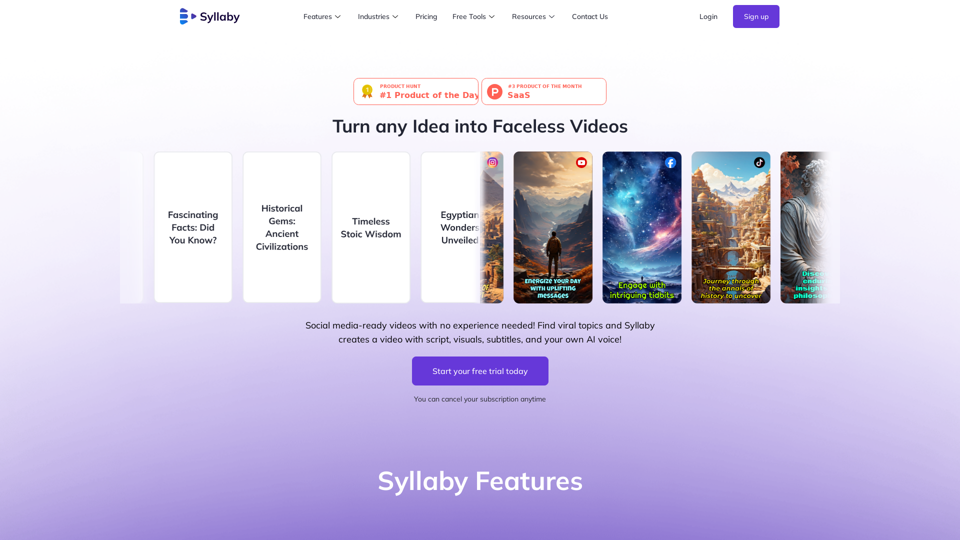 Syllaby.io | Turn Any Idea Into Faceless Videos & AI Avatars