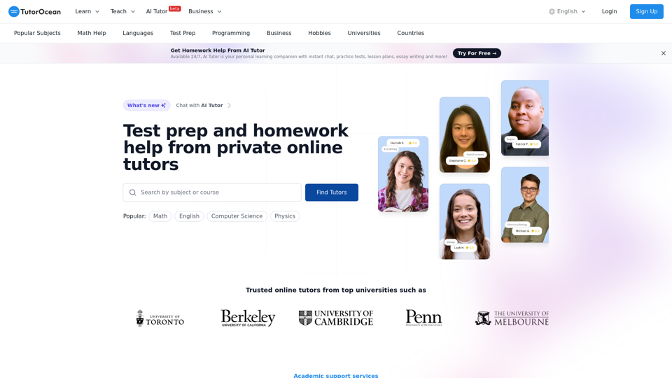 Find Affordable Private Online Tutors and Homework Help & Test Prep - TutorOcean