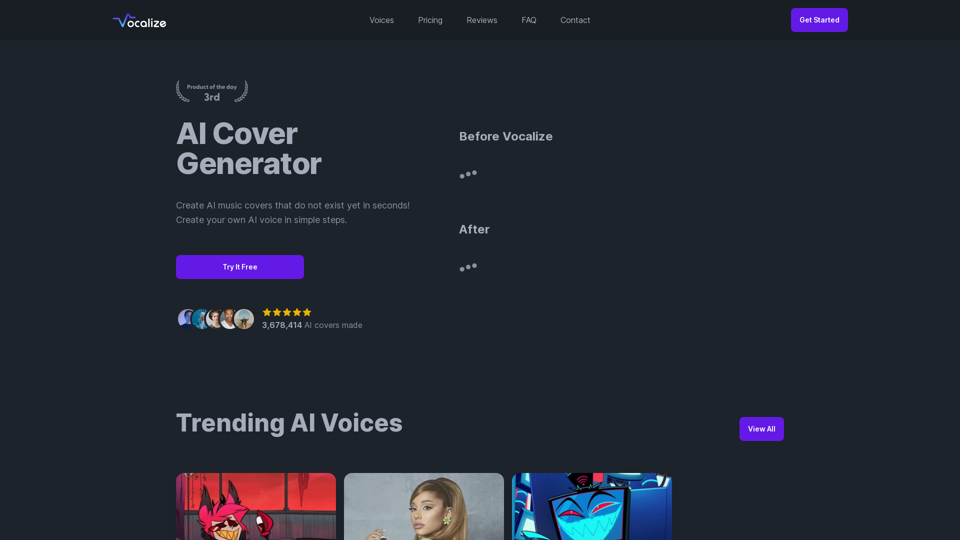 Vocalize | Easily create AI music covers & Text-To-Speech with your favorite AI voices