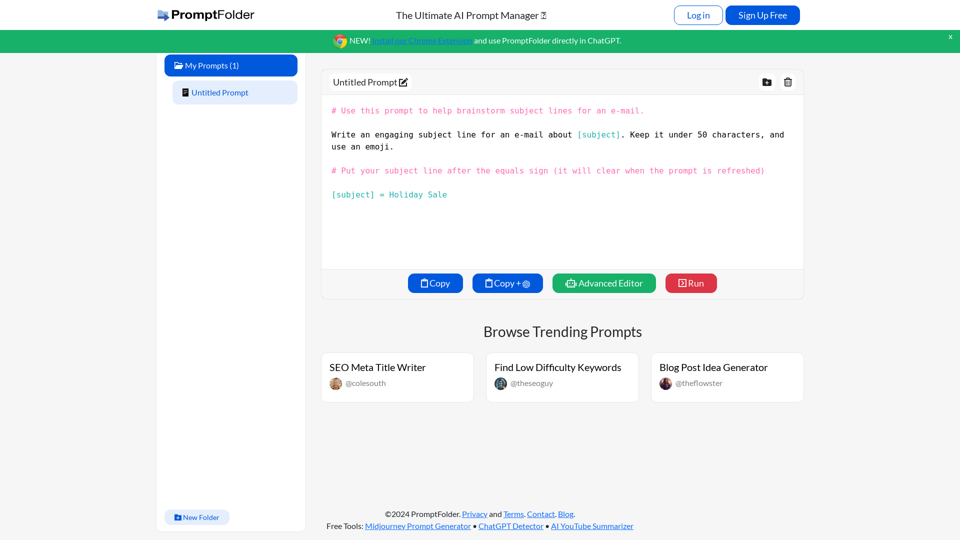 PromptFolder: AI Prompt Manager for ChatGPT, Midjourney & More