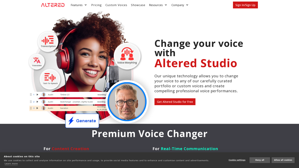 Professional AI Voice Changer Software and Services | Altered