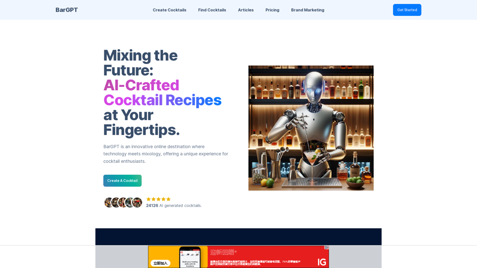 BarGPT, AI Generated Cocktail Recipes