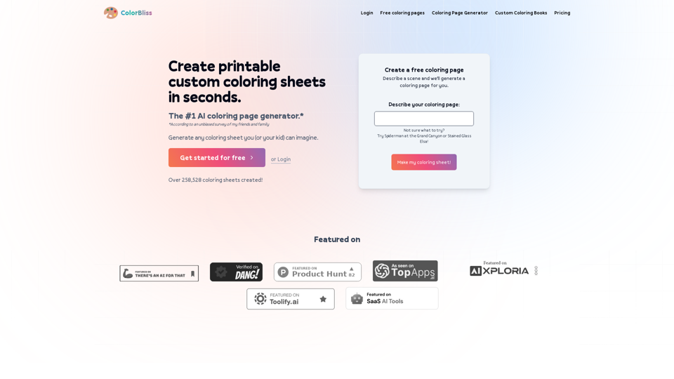The #1 AI Coloring Page Generator | ColorBliss
