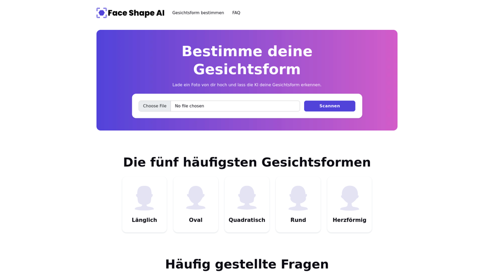 Gesichtsform bestimmen mit KI