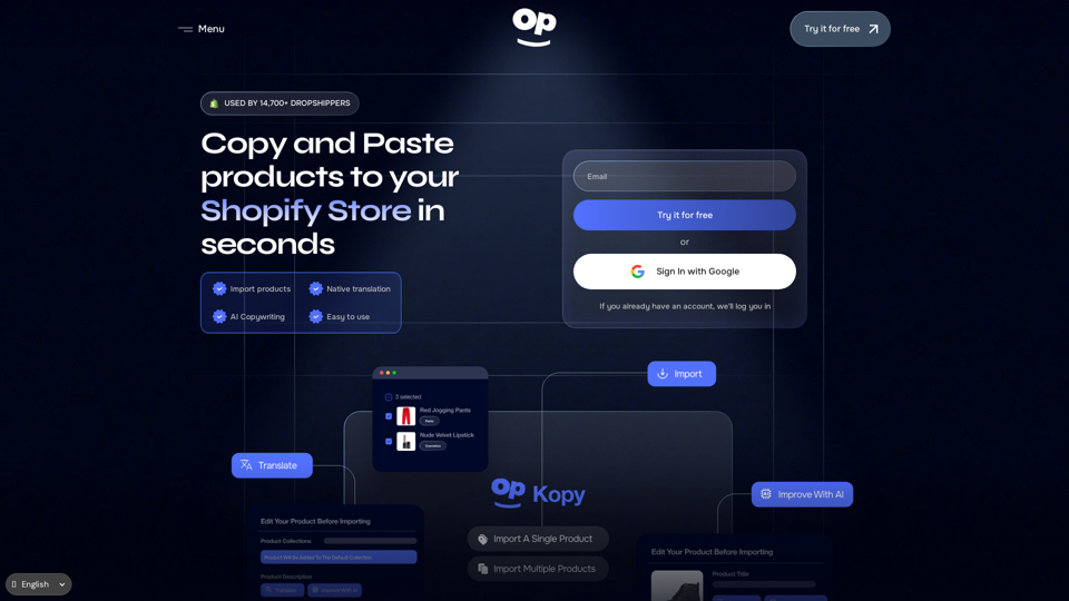 Kopy - Copy products for Shopify Stores