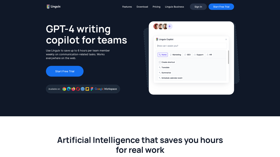 Linguix — GPT-4 writing & productivity copilot for teams