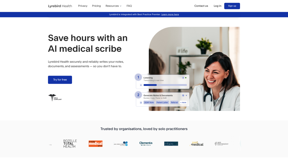 AI Medical Scribe For Practitioners - Lyrebird Health