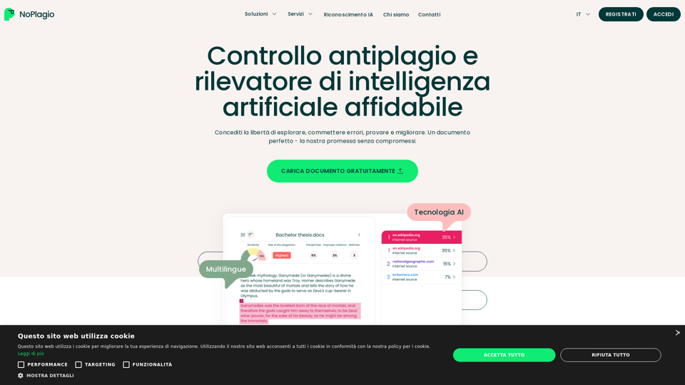 NoPlagio - Software antiplagio e rilevatore di intelligenza artificiale