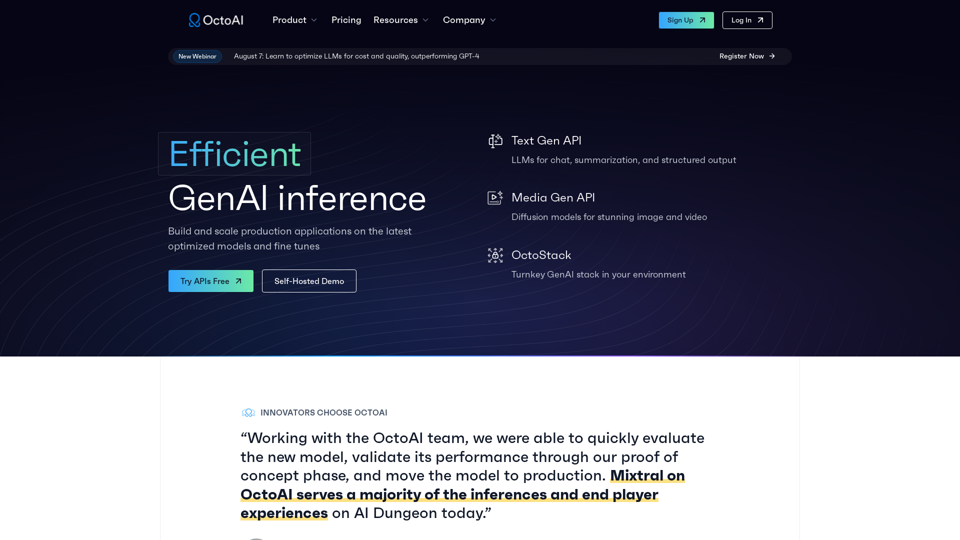 Efficient, Customizable, and Reliable GenAI Inferences | OctoAI