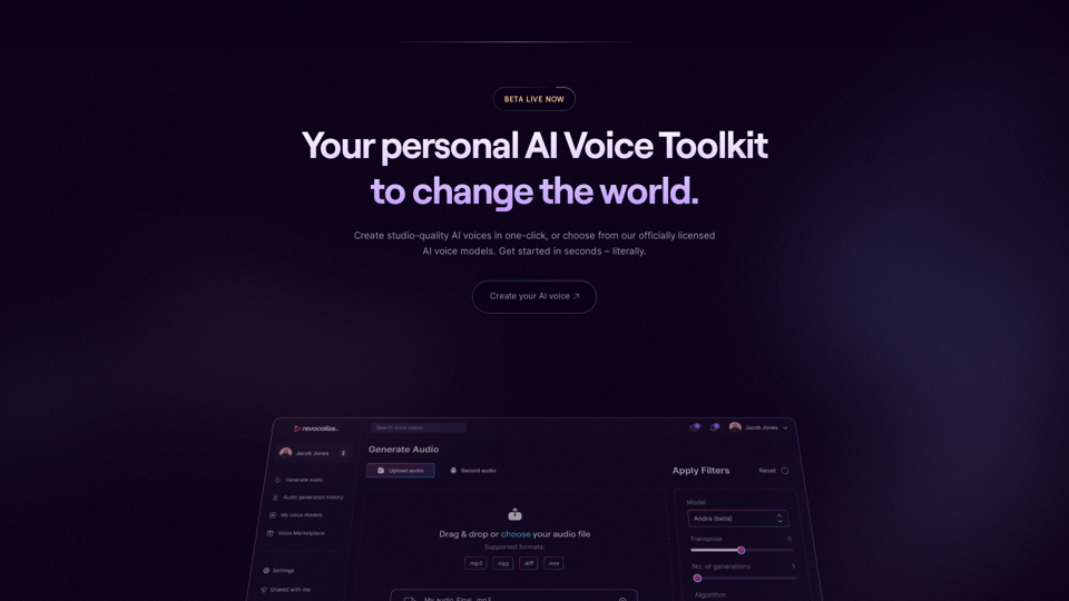 Revocalize AI – Studio-Level AI Voice Generation Toolkit