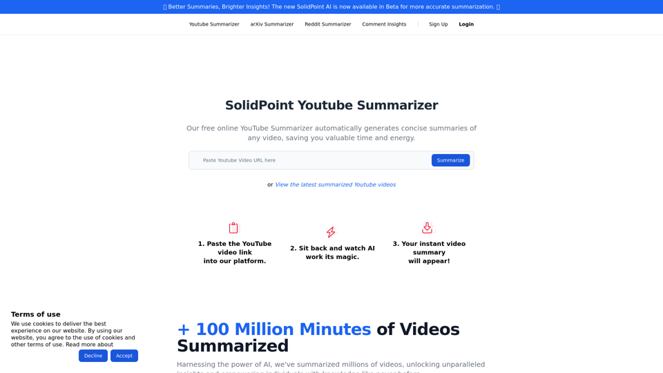 SolidPoint | AI-Powered Youtube  Summarizer