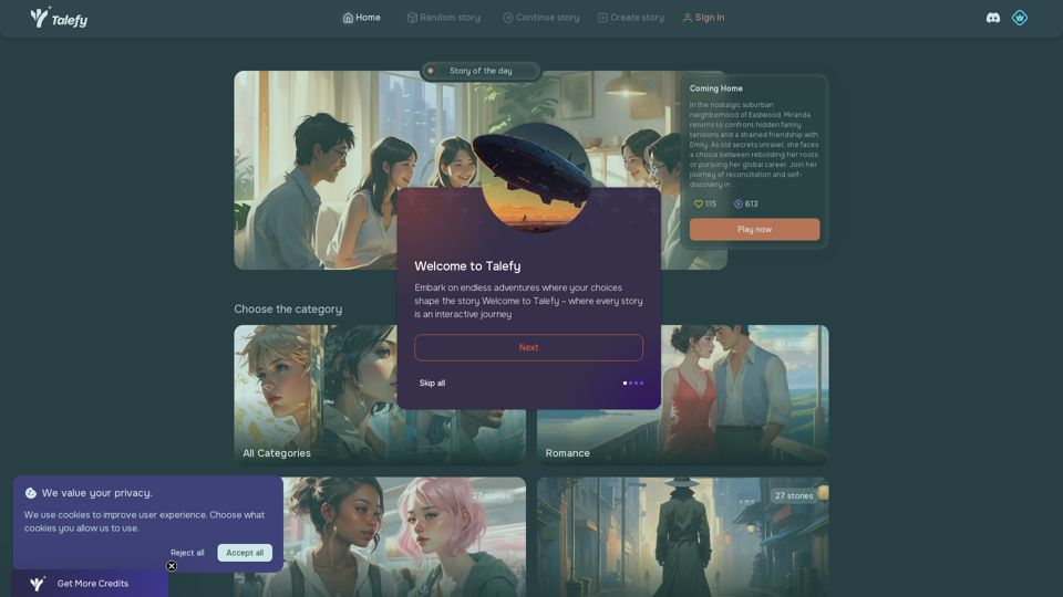 Talefy - AI Story Generator | Interactive Stories