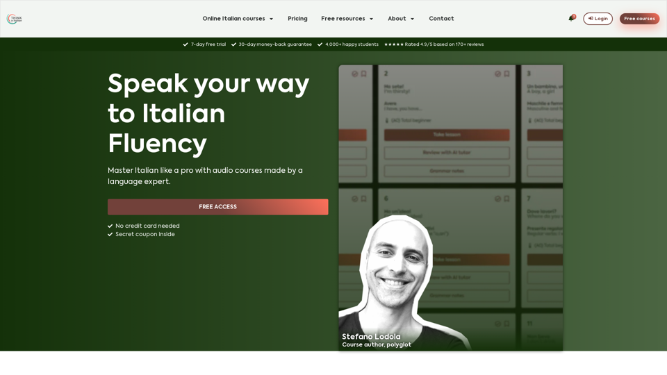 Learn Italian online with audio courses to think in Italian