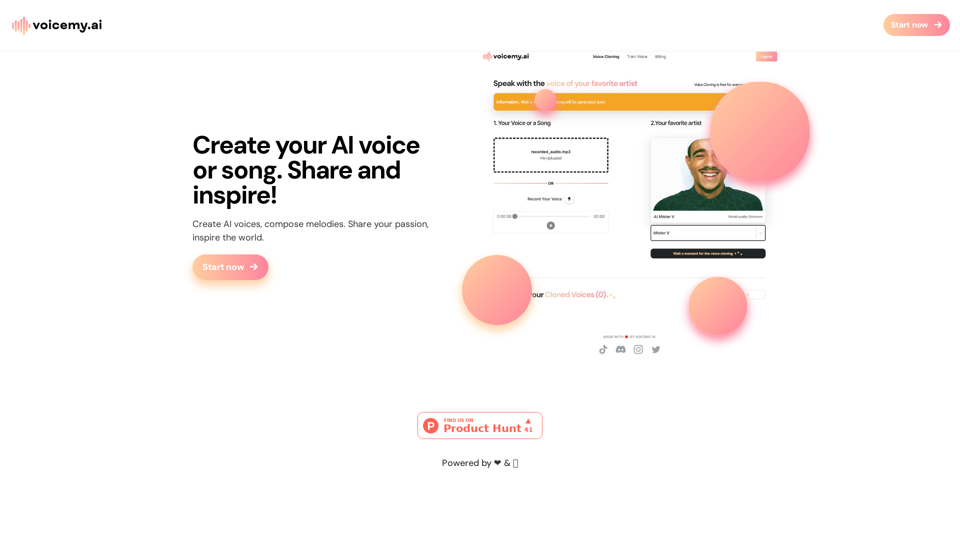 voicemy.ai | Create, Share and Inspire with AI Voice and Song